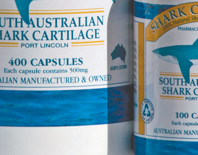 Bottles of South Australian Shark Cartilage for arthritis pain relief