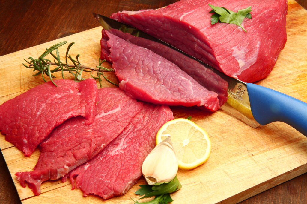 Red meat on a cutting board