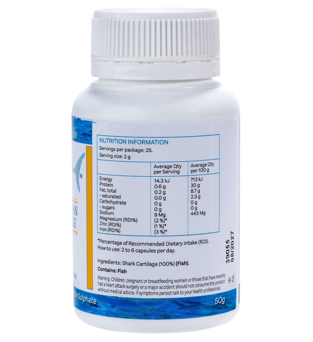 South Australian Shark Cartilage - 100 Capsules 500mg - Image 3
