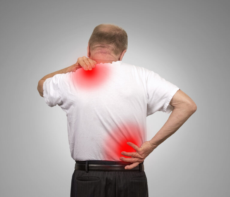 Man with joint pain in shoulder and hip